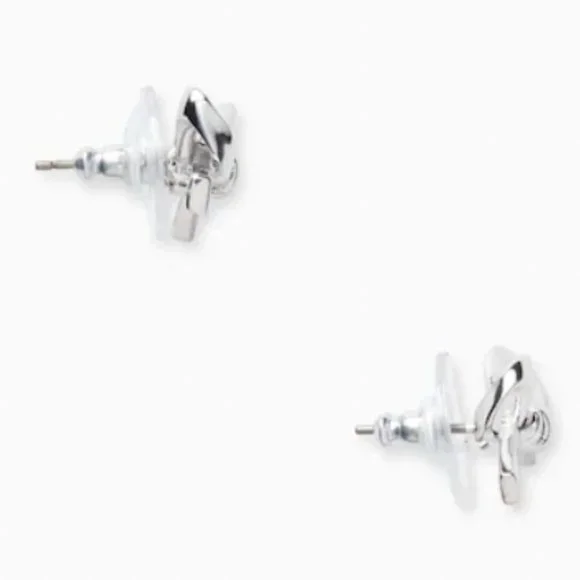 KATE SPADE Bow Silver Earrings Studs Posts NEW - Picture 3 of 3